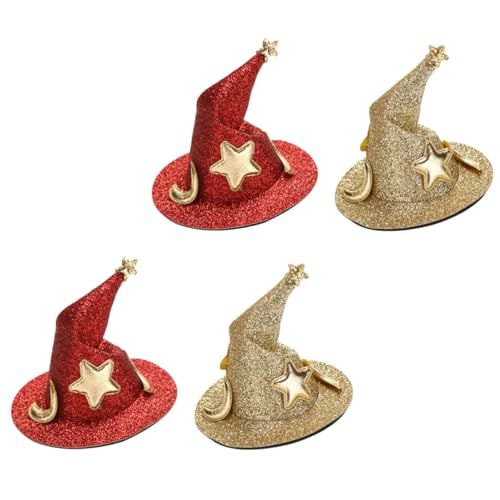 SAFIGLE 4 Stück Teiliges Halloween Hexenhut Haarspangen für Kostümparty Cosplay Haarclips mit Stern und Monddesign für Erwachsene Feier von Halloween und Themenpartys von SAFIGLE