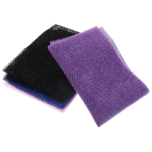 SAFIGLE 4 Stück Teiliges Körperpeelingschwämme Rückenschrubber für Dusche Elastische Badetücher Blau Schwarz und für Gründliche und Peeling Haut von SAFIGLE