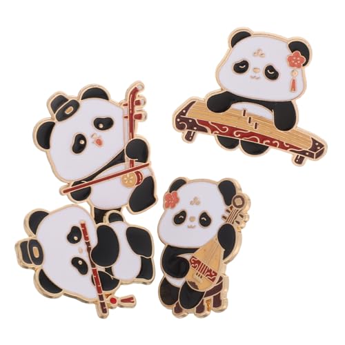 SAFIGLE 4 Stück Teiliges Panda Broschen mit Chinesischem Musik-instrument Design Emaillierte Anstecknadeln für Damen Hemden Cardigans Kleider Pullover Taschen und Hüte Dekorative Lapel von SAFIGLE