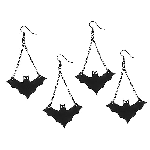 SAFIGLE 4 Stück Teiliges Schwarze Fledermaus Ohrringe Leichte Allergiefreie Halloween Dangle Ohrhänger für Party Cosplay und Alltag von SAFIGLE