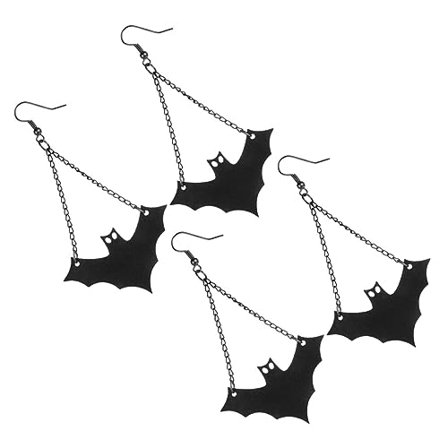 SAFIGLE 4 Stück Teiliges Schwarze Fledermaus Ohrringe aus Retro Lange Dangle Ohrhänger für Halloween Party Damen Modeschmuck Leicht und Lebensecht von SAFIGLE