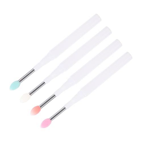 SAFIGLE 4 Stück Teiliges Silikon Lippenpinsel Lidschatten Applikatoren Halbtransparente Köpfe Rot Grün für Präzises Make Up für Lippenbalsam und Augen Make Up von SAFIGLE