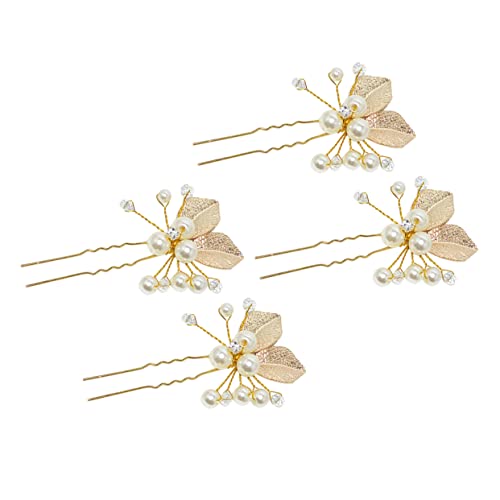 SAFIGLE 4stücke U-förmige Haarstäbchen Aus Legierung Mit Perlen-intarsien Haarnadeln Für Damen Herren Hochzeit Party Gold von SAFIGLE
