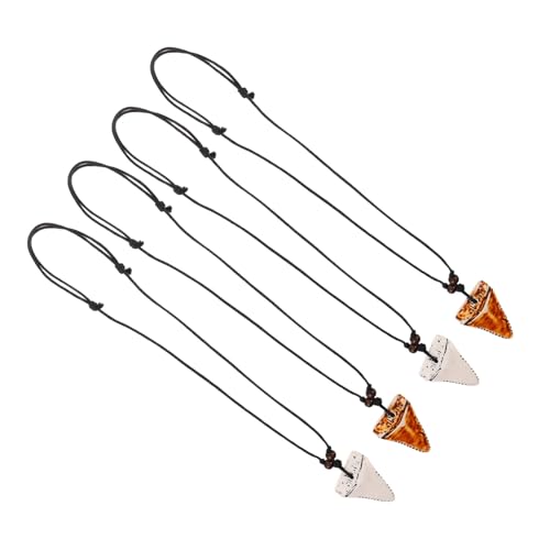 SAFIGLE 4 Stück Teiliges Verstellbares Zahn-halsketten Herren Surfer-schmuck mit Tropischem Meeresanhänger Küstenstil Beach-stil Vielseitiges Urlaubserinnerungs-accessoire von SAFIGLE