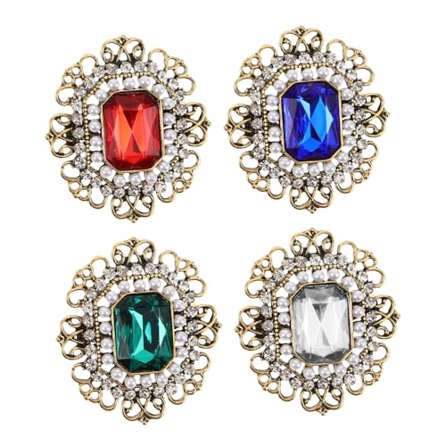 SAFIGLE 4 Stück Teiliges Vintage Broschen für Damen Retro Strassbroschen aus Zinklegierung mit Perlen Stilvolle Brautschmuck-anstecker für Hochzeiten und Brautjungfern Klassische von SAFIGLE