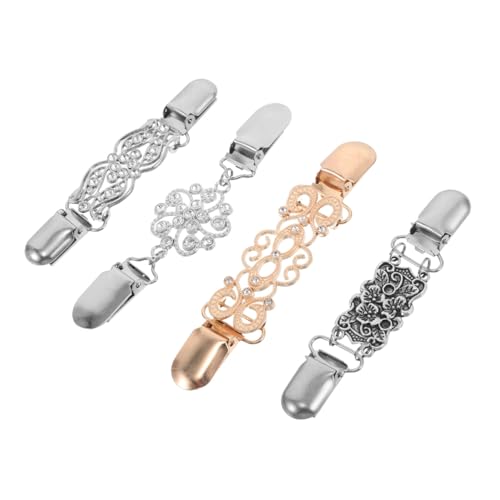 SAFIGLE 4 Stück Vintage Sweater Shawl Clips Teiliges mit Strass Eleganter Cardigan Clip Vielseitige Broschennadeln für Strickjacken Schals Kleider Antiexposure Design Europäischer Stil von SAFIGLE