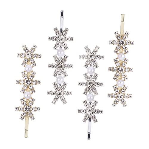 SAFIGLE 4 Stück Weihnachtliche Haarschmuck Damen Schneeflocken Haarspangen mit Funkelnden Strasssteinen Stabile Metall Haarnadeln für Festliche Frisuren Geeignet für Alltag Maskerade und von SAFIGLE