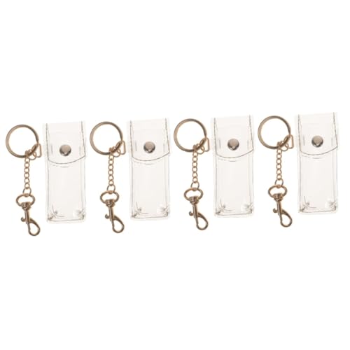 SAFIGLE 4stücke Schlüsselanhänger Lippenstift Halter Transparenter PVC Lippenbalsam Schutz Praktischer Handtaschen-hänger Für Lippenpflege Und Schlüssel Kompakt Und Langlebig von SAFIGLE