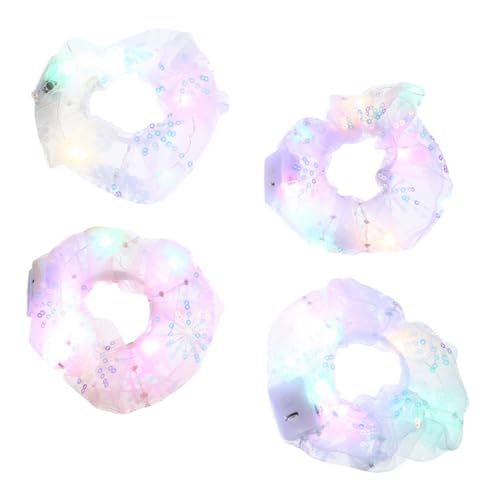 SAFIGLE 4stücke Elastische Haargummis Mit Led-beleuchtung Für Mädchen Und Frauen Leuchtendes Design Zum Tanzen Süße Haaraccessoires Für Party Und Valentinstag von SAFIGLE
