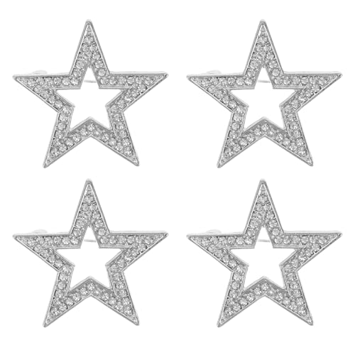 SAFIGLE 4-teilige Strass-Stern-Anstecknadel: Stern-Brosche für Damen – minimalistische Kristall-Brosche – Modeschmuck – elegante Anstecknadeln für Kleider, Schals, Strickjacken und von SAFIGLE