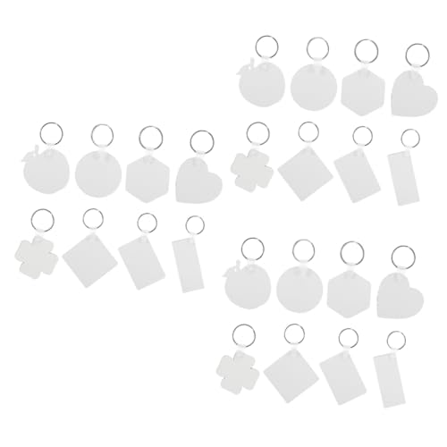 SAFIGLE 48 Stück Wärmeübertragungs Schlüsselanhänger Weißer Schlüsselanhänger Schlüsselanhänger Sublimation Schlüsselanhänger Rohlinge Doppelseitige Leere Schlüsselanhänger von SAFIGLE