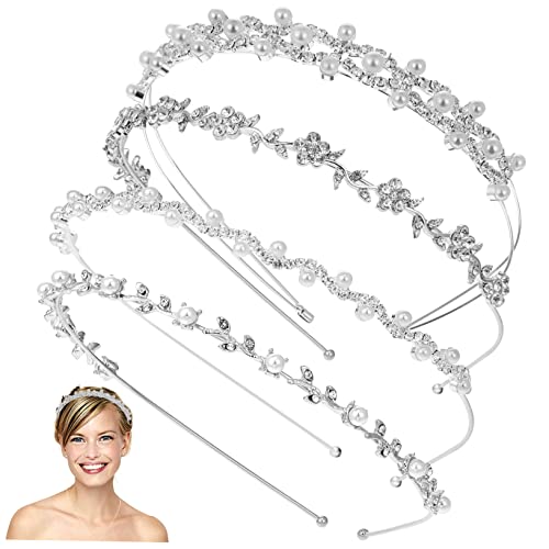 SAFIGLE 4stücke Braut Strass Stirnband Hochzeit Perlen Haarband Tiara Zubehör Für Party Zeremonie Geburtstag von SAFIGLE