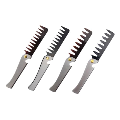 SAFIGLE 4Stücke Faltkämme Klappkamm Für Männer Und Haarbürste Mit Großen Und Kleinen Zähnen Flaschenöffner Und Amberfarben von SAFIGLE