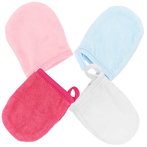 SAFIGLE 4Stücke Gesichtshandschuhe aus Mikrofaser Wiederverwendbare Make Up Entferner Handschuhe für Gründliche für Reisen und Zuhause von SAFIGLE