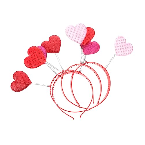 SAFIGLE 4Stücke Haarreifen Teiliges Valentinstag Kopfschmuck Herzförmige Kopfbedeckung für Partys Cosplay Besondere Anlässe Rote und Pailletten Damen von SAFIGLE