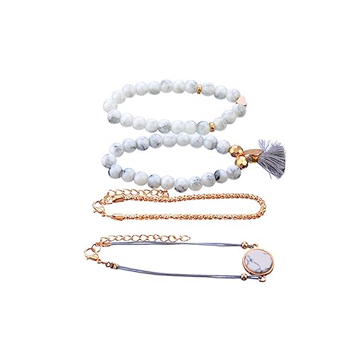 SAFIGLE 4Stücke Teiliges Armband Set mit Quasten Marmor Perlen für Damen Verstellbares Legierungsarmband Modisches Boho Design für Kleider SAFIGLE 4Stücke Teiliges Armband Set mit Quasten Marmor Perlen für Damen Verstellbares Legierungsarmband Modisches Boho Design für Kleider von SAFIGLE