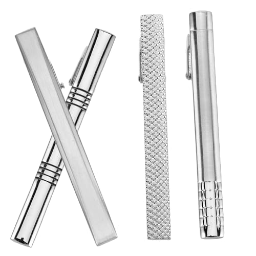 SAFIGLE 4stücke Krawattenklammer Aus Metall Für Herren Set Mit Stangen Krawattenverschluss Sicherer Halt Geeignet Für Krawatten Unterschiedlicher Breiten Für Formelle Anlässe Und von SAFIGLE