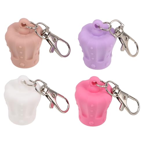 SAFIGLE 4stücke Silikon-ersatzkappen Für Lipgloss Wiederverwendbare Schlüsselanhänger-kappen Mit Metallclip Tragbarer Lipgloss-cover Für Taschen Und Schlüssel von SAFIGLE