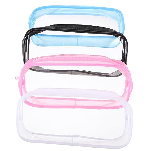 SAFIGLE 4Stücke Transparente Bleistiftbeutel Multifunktionale Federmäppchen Für Stifte Make Up Und Schulbedarf Organizer Taschen von SAFIGLE