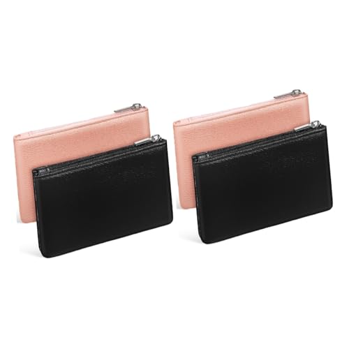 SAFIGLE 4stücke Damen Münzbeutel Pu Kleine Geldbörse Mit Reißverschluss Tragbare Geldtasche Für Münzen Schlüssel Und Karten Schwarz von SAFIGLE