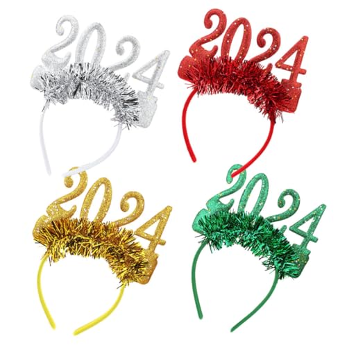 SAFIGLE 4stücke Glitzer-stirnbänder Für Neujahrsparty Festliche Haarbänder in Silber Grün Gelb Und Rot Bequeme Dekorative Accessoires Für Mädchen Und Feiern von SAFIGLE