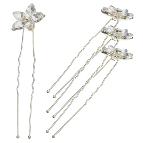 SAFIGLE 4stücke Haarnadeln Mit Strasssteinen Für Braut Haarschmuck Zur Hochzeit U-förmige Haarspange Für Formelle Anlässe Haaraccessoire Für Bräute Und Frauen von SAFIGLE