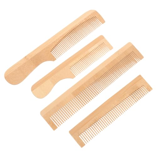 SAFIGLE 4stücke Holzkamm Kammset Für Damen Und Herren Tragbarer Reisekamm Stylingkamm Entwirrungskamm Zahnkamm Für Locken Kompaktes Design Sanftes Kämmen von SAFIGLE