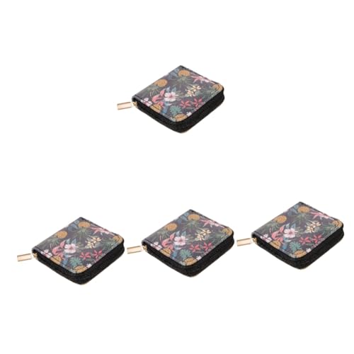 SAFIGLE 4stücke Kompakte Damen Geldbörse Mit Blumenmuster Kleiner Pu Reißverschluss Geldbeutel Für Karten Und Münzen Tragbare Handtasche Für Und Alltag von SAFIGLE