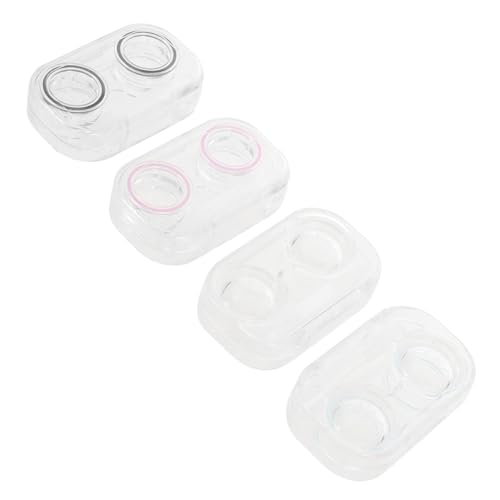 SAFIGLE 4stücke Kontaktlinsenbehälter Kleine Transparente Box Kosmetiklinsen-Organizer Kontaktlinsenzubehör Für Unterwegs Linsenaufbewahrungsbox Für Reisen Und Zuhause von SAFIGLE