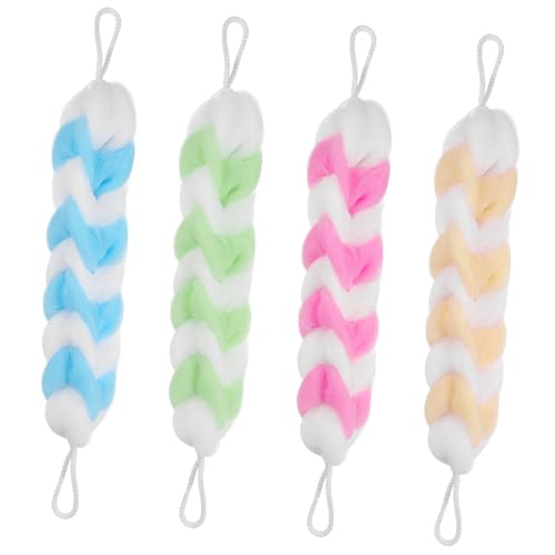 SAFIGLE 4stücke Lange Badeblumen Aus Pe-material Schaum-badekugeln Duschkugeln Mit Badebürste-funktion Peeling-badesphere Für Körper Bequeme Badetücher Verschiedene Farben von SAFIGLE