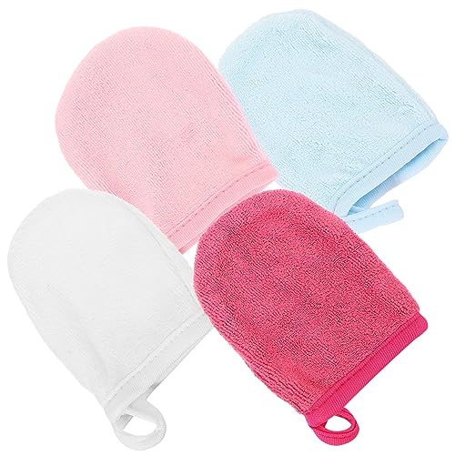 SAFIGLE 4stücke Pack Gesichtsreinigungshandschuhe Wiederverwendbar Make-up Entferner Gesichtswäscher Microfasergesichtshandschuhe Bequem Für Empfindliche Haut von SAFIGLE