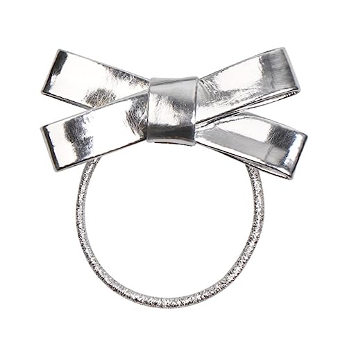 SAFIGLE 4stücke Pu-haargummis Mit Schleife Elastisch Haarring Für Pferdeschwanz Haarspangen Gold Und Silber Für Junge Mädchen Und Mädchen Strapazierfähig Und Langlebig Als von SAFIGLE