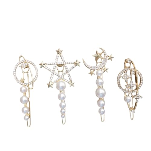 SAFIGLE 4stücke Stern-mond Haarnadeln Zarte Haarclips Damen Haar Zubehör Für Hochzeit Party Geburtstag Weihnachten von SAFIGLE