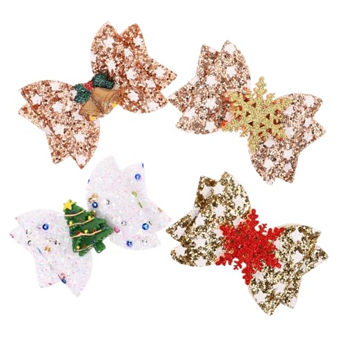 SAFIGLE 4stücke Weihnachts Glitzer Schleifen Haarnadeln Junge Mädchen Haarclips Party Kopfschmuck von SAFIGLE