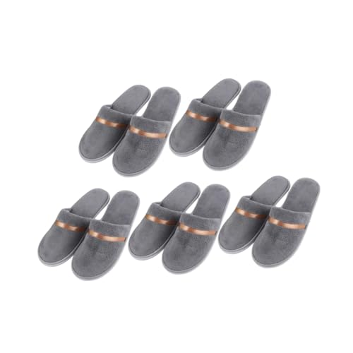 SAFIGLE 5 Paare Damen und Herren Hausschuhe Korallenfleece Reise Hausschuhe Leicht Rutschfest Tragbar Hotel Gäste Slippers von SAFIGLE