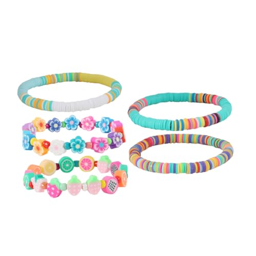 SAFIGLE 5-teiliges Armband-set – Fruchtblumen-tonperlenarmband Ästhetischer Schmuck Für Mädchen von SAFIGLE