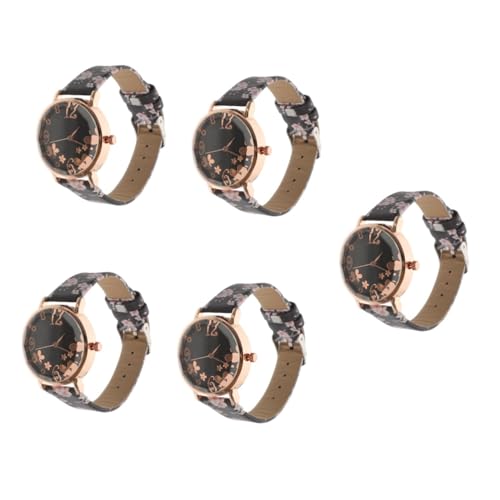 SAFIGLE 5 Stück Armbanduhr Für Herren Modische Schwarze Metalllegierung Mit Handgelenkdekor von SAFIGLE