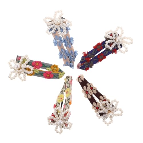 SAFIGLE 5 Stück Blumenperlen Haarzubehör Haare Catch Barrette Blumenhaarspange für Mädchen Vintage Hair Clip Haarspangen süße Haarstifte süße Haarspangen Blumenhaarklammern Tücher von SAFIGLE