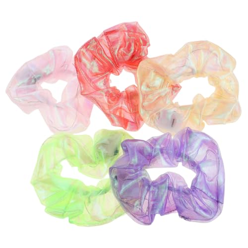 SAFIGLE 5 Stück Elastische Glow Scrunchies für Neon Partys Rave Accessoires Halloween und Festliche Anlässe Farbenfrohe Haarbänder für Mädchen und von SAFIGLE
