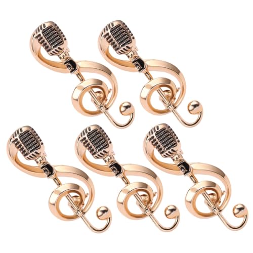 SAFIGLE 5 Stück Retro -musikbrosche Musik Brosche Musiknotiz Schmuck Musiknote Brustnadel Brosche Für Musikinstrumente Vintage Pin Mikrofon-pin-abzeichen Musikschmuck Zinklegierung Golden von SAFIGLE