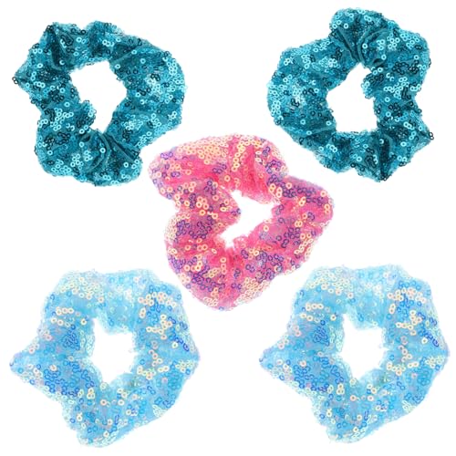 SAFIGLE 5 Stück Teiliges Bunte Pailletten Haargummis Fluoreszierend Elastisch Ponytail Holder Haarschmuck Mädchen Weihnachten Festlich Modisch Zufällige Farbe Zufällige Farbe von SAFIGLE