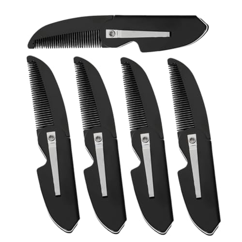 SAFIGLE 5 Stück Teiliges Faltbares Bartkamm Herren Kompakt Fein Gezahnt Tragbar Einsetzbar für Bart Haartypen zum Stylen Entwirren und Pflegen Unterwegs von SAFIGLE