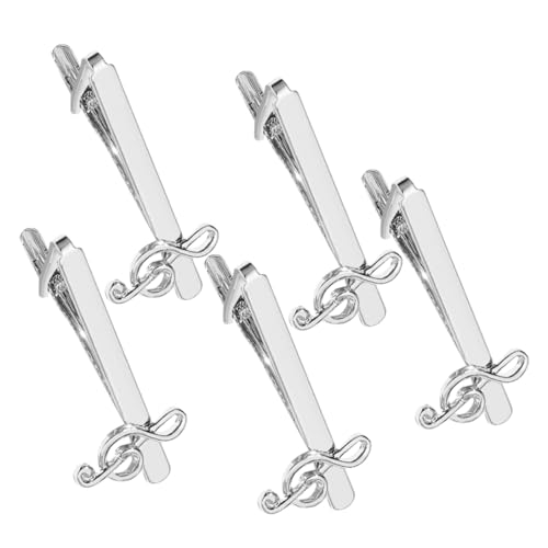 SAFIGLE 5 Stück Teiliges Herren Krawattenklammern mit Musiknoten Metalllegierung Halt Eleganter Business und Freizeit Accessoire für Hemden und Anzüge bei Meetings und Festlichen Anlässen von SAFIGLE