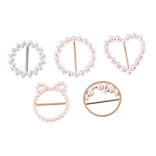 SAFIGLE 5 Stück Teiliges Knotted Buckles aus Legierungs mit Künstlicher Perlenverzierung Corner Knot Buckles für Damen T Shirts Kleidung Clips Kratzer Hautfreundlich von SAFIGLE