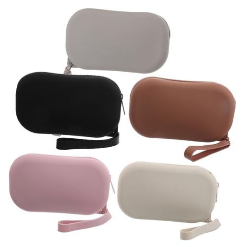 SAFIGLE 5 Stück Teiliges Silikon Reißverschluss Make Up Täschchen Schwarz Braun Rosa und wasserdichte Organizer Tasche für Reisen und Täglichen Gebrauch für Kosmetik und Kleingeld von SAFIGLE