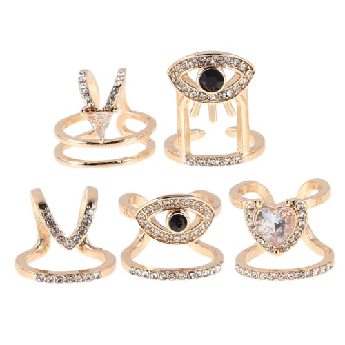 SAFIGLE 5 Stück Teiliges Verstellbare Fingernagelringe mit Strassbesetztem Offenes Design für Damen Modischer Nagelschmuck für Alltag und Party Langlebiger Komfortable von SAFIGLE