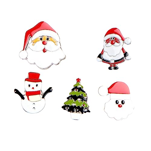 SAFIGLE 5 Stück Teiliges Weihnachtsbroschen Cartoon Design Anstecker Xmas Stil Niedliche Weihnachtsmann Pins Schmuck für Kleidung Festliche Dekoration von SAFIGLE