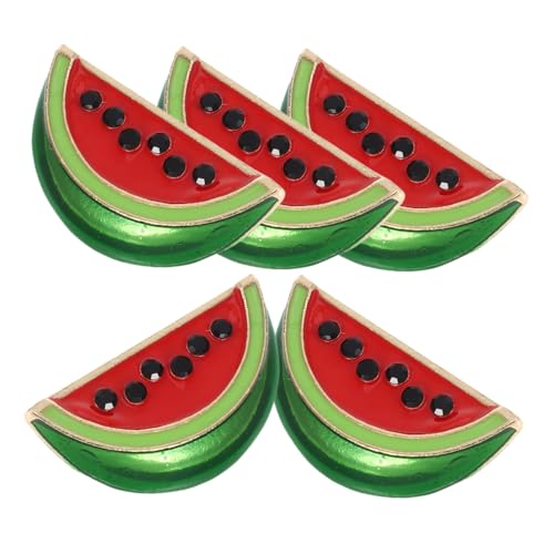 SAFIGLE 5 Stück Wassermelonen Broschen Niedliche Frucht Anstecknadeln Revers und Schalclips Vielseitiger Schmuck für Pullover Kleider Kragen Partys und Alltag von SAFIGLE