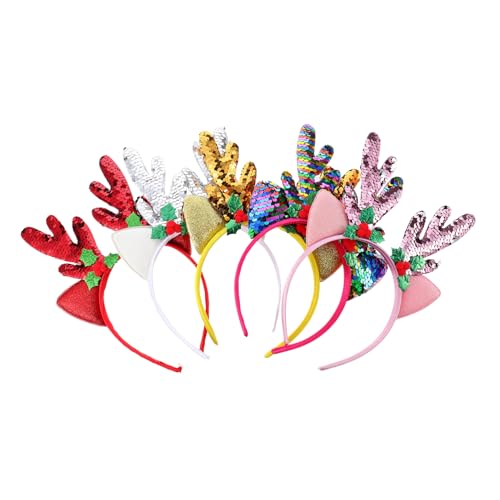 SAFIGLE 5 Stück Weihnachts Haarreifen mit Glänzenden Rentier Geweihen Festlicher Haarschmuck für Erwachsene und Mädchen Vielseitiges Accessoire für Party Bühnenauftritt und von SAFIGLE
