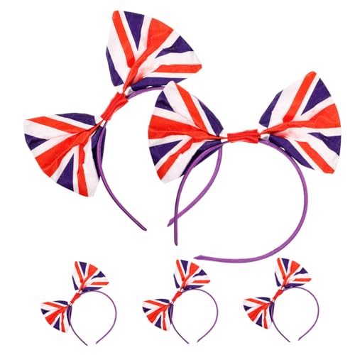 SAFIGLE 5stücke Haarreif Mit Elementen Der Britischen Flagge Festival-stirnband Kopfbedeckung Mit Schleife Kopfdekor Aus Hochwertigen Materialien Universalgröße Dank Hoher Elastizität von SAFIGLE